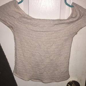 Off the Shoulder pink/white ribbed top